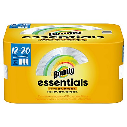 Bounty Essentials Select A Size Paper Towels White Mega Rolls - 12 Roll - Image 1