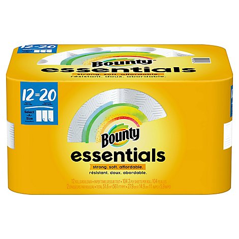Bounty Essentials Select A Size Mega Roll White Paper Towels - 12 Count
