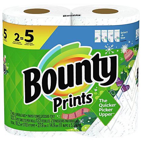 Bounty Base Paper Towel 2 Ply Select-a-size Roll Printed - 2 RL