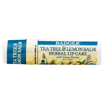 Badger Tea Tree Lemon Balm Cocoa Butter b Herbal Lip Balm Stick - Each - Image 3
