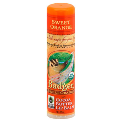 Badger Cocoa Butter Lip Balm Sweet Orange Lip Balm Stick - Each - Image 1