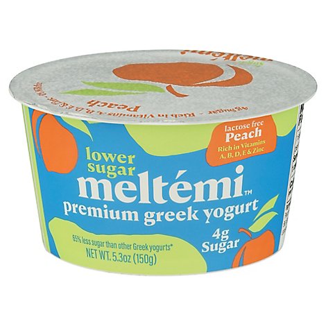Meltemi Lower Sugar Peach 0% Milkfat Greek Yogurt - 5.3 Oz