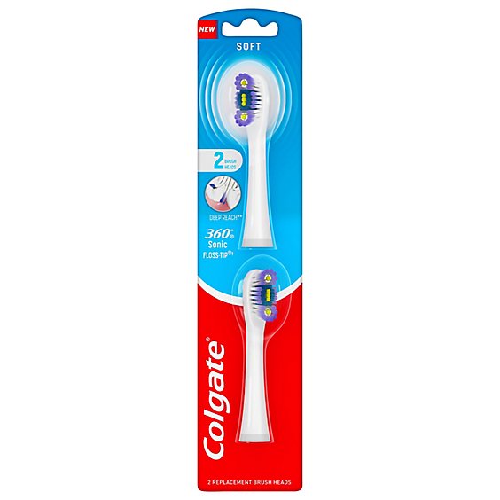 Colgate 360 Floss Tip Sonic Powered Battery Toothbrush Refill Pack - 2 Count