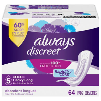 Always Discreet Hvy Long Pads - 64 CT