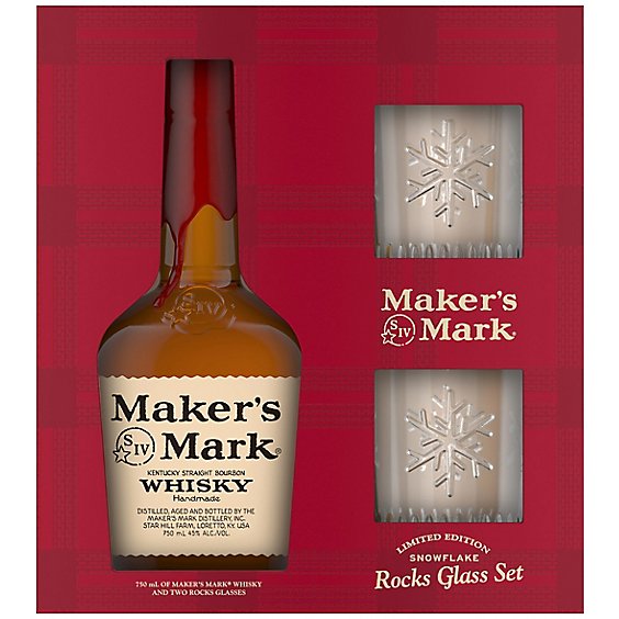Makers Mark Bourbon Glass Package Holiday - 750 ML