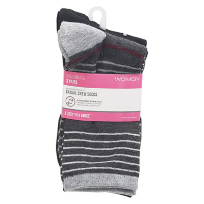 Fr Wmn Crew Sock Blk/grey - 3 CT