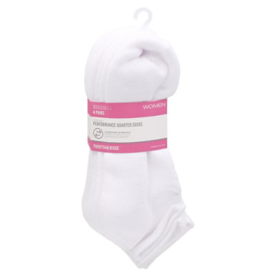 Fr Wmn Qtr Sock Cush Wht - 4 CT