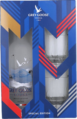 Grey Goose Vodka With 2 Rocks Glasses Package - 750 ML