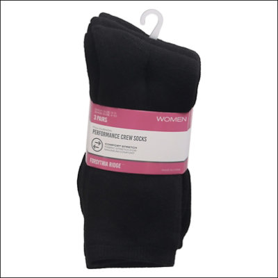 Fr Wmn Crew Full Cush Blk - 3 CT