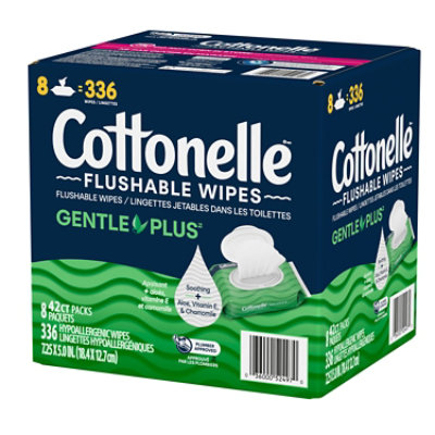 Cottonelle GentlePlus Flushable Wipes with Aloe & Vitamin E 8 Flip-Top Packs - 42 Count - Image 9