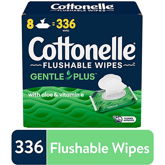 Cottonelle GentlePlus Flushable Wet Wipes with Aloe & Vitamin E Flip-Top Packs - 8-42 CT