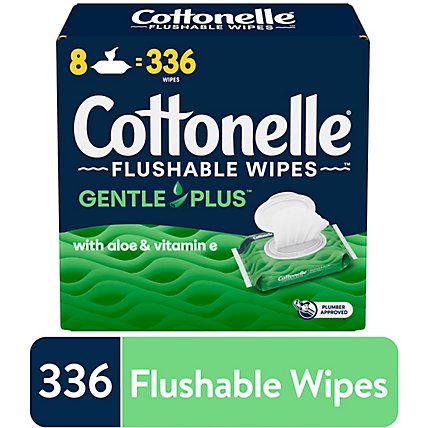 Cottonelle GentlePlus Flushable Wet Wipes with Aloe & Vitamin E Flip-Top Packs - 8-42 CT - Image 1