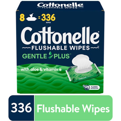 Cottonelle GentlePlus Flushable Wipes with Aloe & Vitamin E 8 Flip-Top Packs - 42 Count
