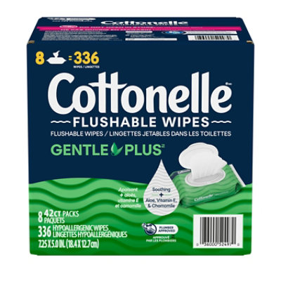 Cottonelle GentlePlus Flushable Wipes Flip-Top Packs 42 Wipes Per Pack  - 8 Count - Image 7