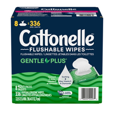 Cottonelle GentlePlus Flushable Wipes with Aloe & Vitamin E 8 Flip-Top Packs - 336 Wipes - Image 7