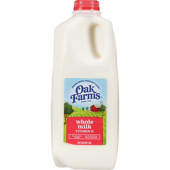 Oak Farms Dairy Whole Milk With Vitamin D - 0.5 Gallon