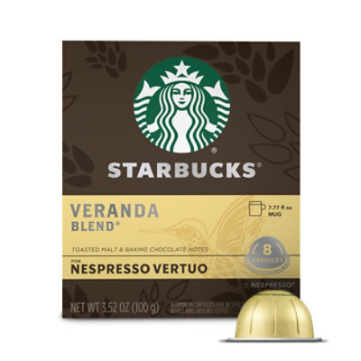 Starbucks Blonde Roast Veranda Blend Coffee Capsules for Nespresso Vertuo Box 8 Count - Each