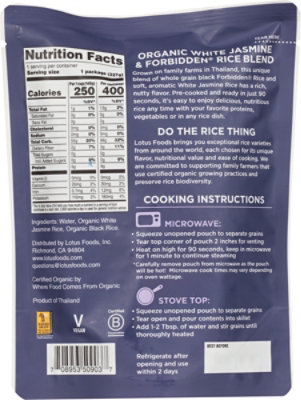 Lotus Foods Wh Rice Jasmine & Forbidden - 8 OZ - Image 5