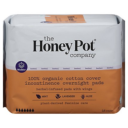 The Honey Pot Incontinence Pads With Wings Overnight - 16 CT - Image 1