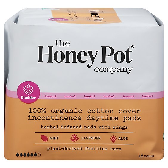 The Honey Pot Incontinence Pads With Wings - 16 CT