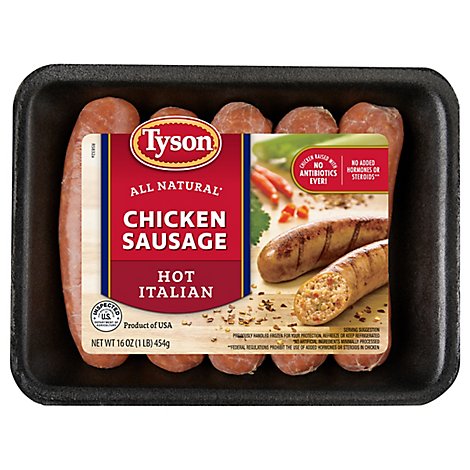 Tyson All Natural Chicken Sausage Mild Hot - 16 OZ
