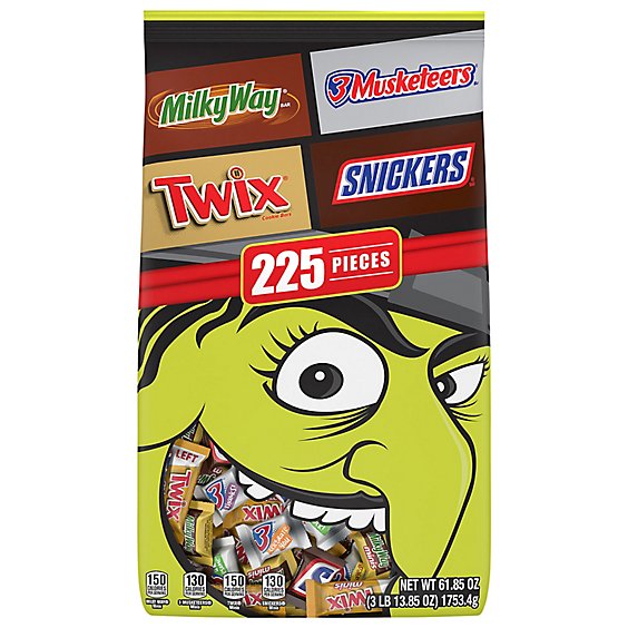 Snickers TWIX Milky Way & 3 Musketeers Minis Mixed Chocolate Bulk Halloween Candy 225 Count- 61.85 Oz