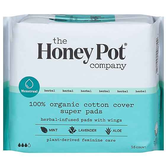 The Honey Pot Herbal Pads Super - 16 CT