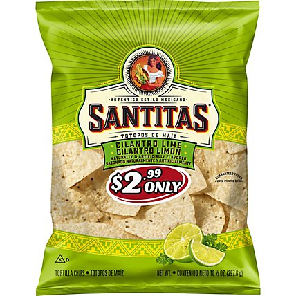 Santitas Tortilla Chips Cilantro Lime - 10.5 OZ - Image 2