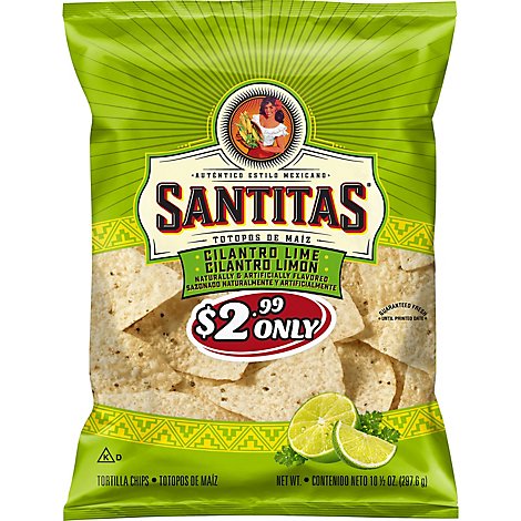 Santitas Tortilla Chips Cilantro Lime - 10.5 OZ
