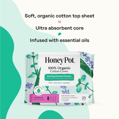 The Honey Pot Herbal Pads Regular - 20 CT - Image 3