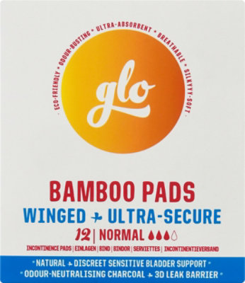 Glo Bamboo Pads For Sensitive Bladders Normal With Wings - 12 CT - Image 2