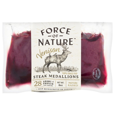 Force Of Nature Grass Fed Venison Steaks - 8 OZ - Image 1