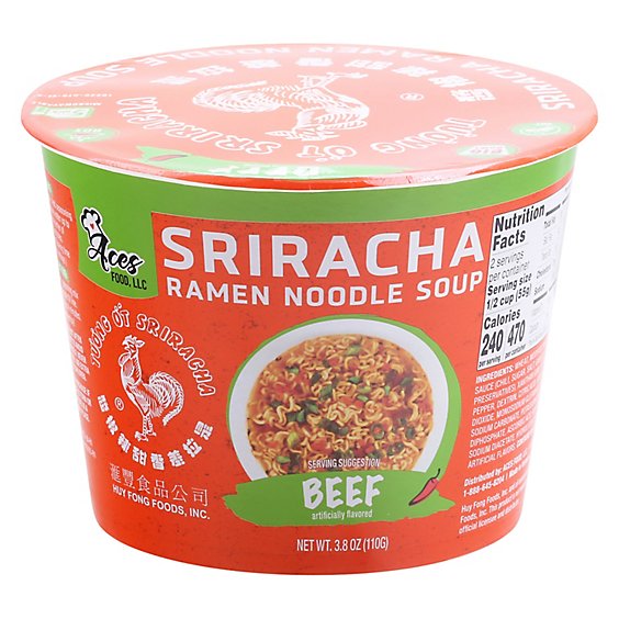 Huy Fong Sriracha Beef Ramen Noodle Cup - 3.8 OZ