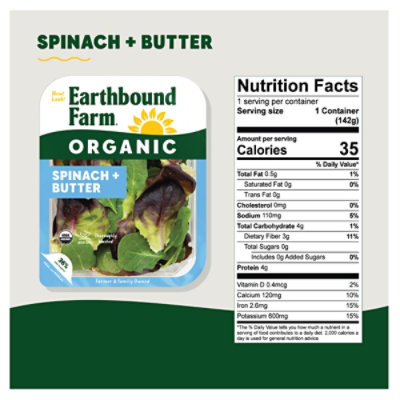 Earthbound Farm Organic Spinach + Butter Tray - 5 Oz - Image 4