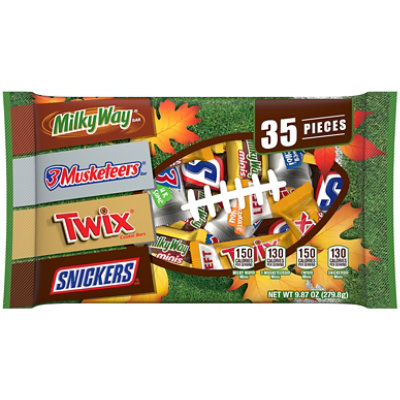 Snickers Twix Milky Way & 3 Musketeers NFL Halloween Chocolate Candy Bar Assortment - 9.87 Oz