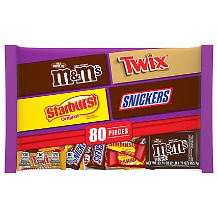 M&M'S Snickers Starburst & TWIX Bulk Halloween Candy 80 Count - 33.71 Oz - Image 1