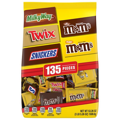 M&M'S Snickers TWIX & Milky Way Mixed Chocolate Assortment Bulk Halloween Candy 135 Count - 53.26 Oz
