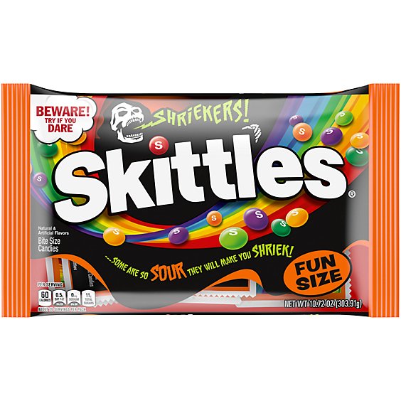 SKITTLES Shriekers Sour Fun Size Chewy Halloween Candy - 10.72Oz