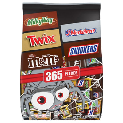 M&MS Snickers Twix Milky Way And 3 Musketeers Assortment Halloween Candy 365 Count - 104.27 Oz