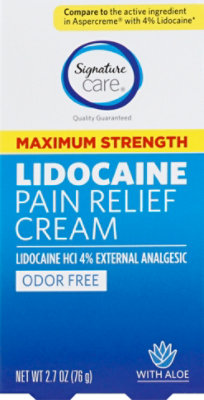 Signature Select/Care Pain Relief Cream Lidocaine Max - 2.7 OZ - Image 2