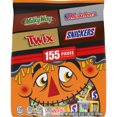 Snickers TWIX Milky Way & 3 Musketeers Halloween Assorted Bulk Chocolate Bar 155 Count - 43.02 Oz - Image 1