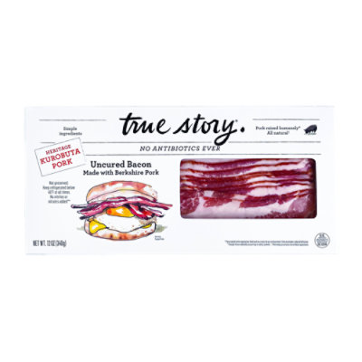 True Story Abf Uncured Hickory Smoked Kurobuta/berkshire Bacon - 12 OZ