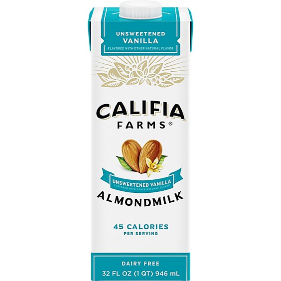 Califia Farms Shelf Stable Unsweetened Vanilla Almond Milk - 32 Oz