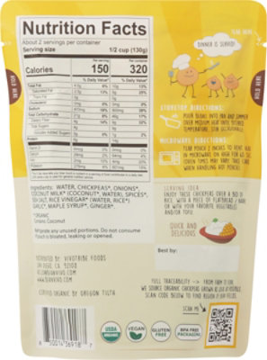 BeanVivo Organic Coconut Curry Chickpea Beans - 10 Oz - Image 6