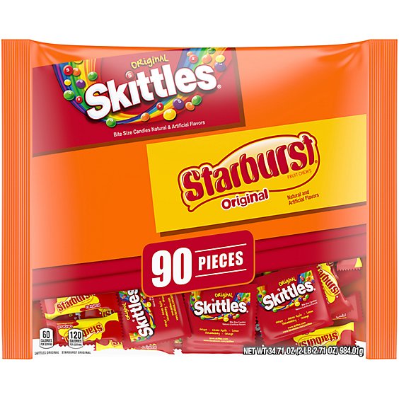 Skittles Original And Starburst Original Fruit Chews Fun Size Variety Pack 90 Count - 34.71 Oz