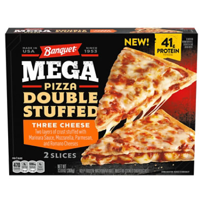 Banquet Mega Double Stuffed Three Cheese Frozen Pizza Slices - 2-13.3 Oz - Image 1