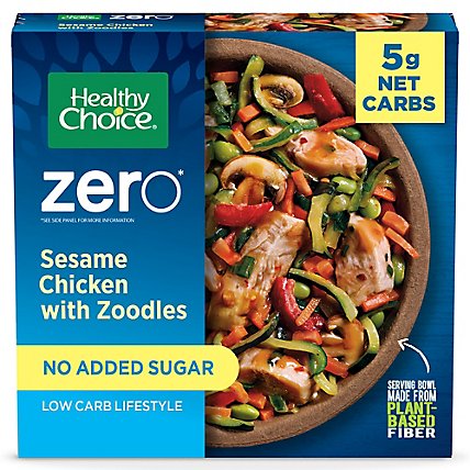 Healthy Choice Low Carb Zero Sesame Chicken With Zoodles Bowl Single Serve Frozen Meal - 9.5 Oz - Image 1