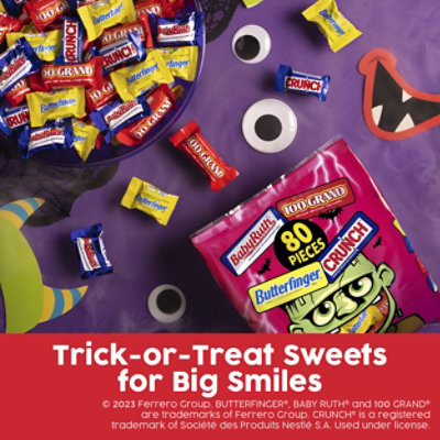 Butterfinger CRUNCH Baby Ruth 100 Grand Assorted Halloween Candy Bars 80 Count - 32.1 Oz - Image 2