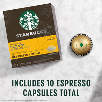 Starbucks Blonde Espresso Roast Coffee Capsules for Nespresso Vertuo Box 10 Count - Each - Image 3