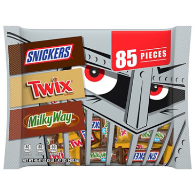 Snickers Twix & Milky Way Chocolate Variety Pack Halloween Candy Bars 85 Count - 49.47 Oz - Image 1